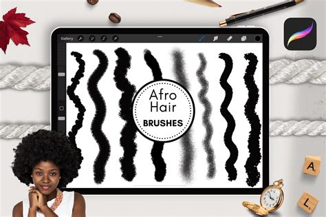 A collage showcasing different styles of afro hair created using Procreate brushes