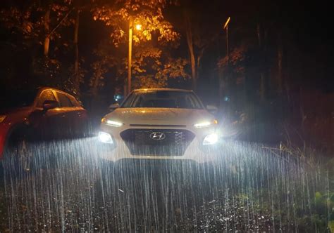 Car headlights at night