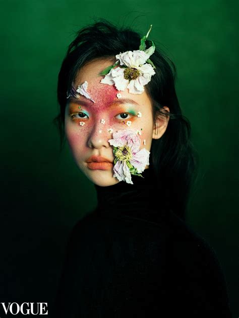 Character portrait with fashion accessories and flowers