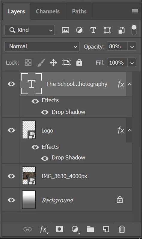 Photoshop Layers palette showing a clipped Hue/Saturation layer