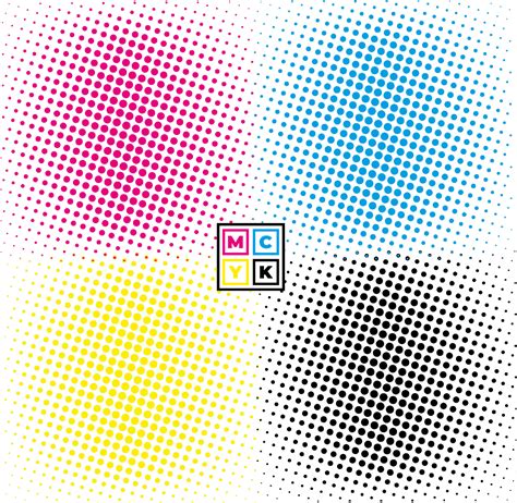 Illustration of CMYK halftone dots