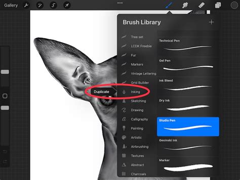 A visual representation of the different default brush sets available in Procreate
