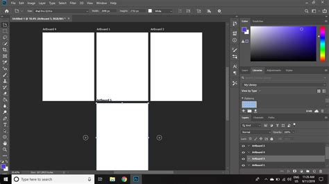 Photoshop interface showing multiple artboards
