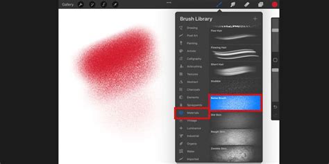 Procreate default brushes interface