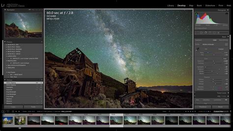 Lightroom Classic interface with Library and Develop modules highlighted