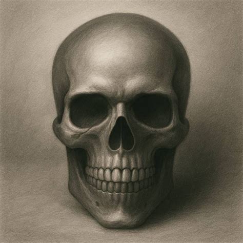 Close-up of Krita canvas showing smooth blended shading on a skull