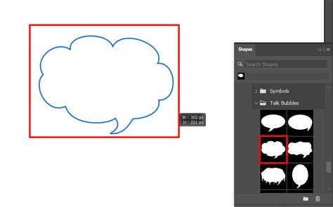 Selecting a speech bubble shape tool