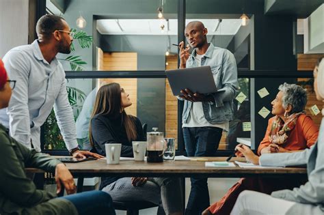 Business professionals discussing visual marketing strategies