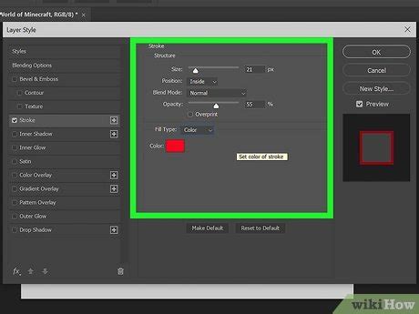 Photoshop Stroke Options Panel