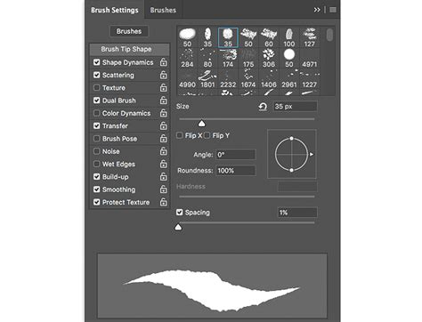 Photoshop interface with brush tool selected