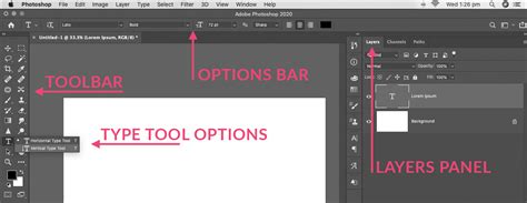 Photoshop Type Tool and Options Bar
