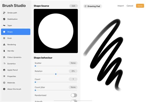 Procreate Shape Editor with an imported custom image as the Shape Source