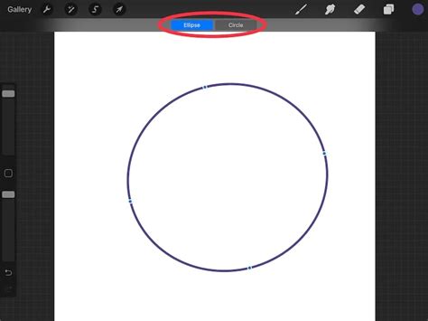 Procreate QuickShape transforming a freehand oval into a perfect circle