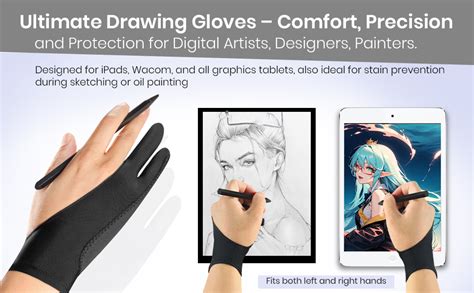 Artist wearing a drawing glove on a tablet