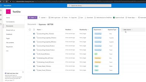 SharePoint document library with AI-generated metadata columns