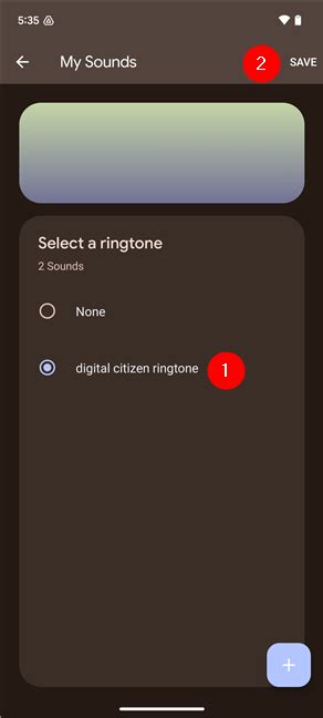 Smartphone screen showing custom ringtone selection