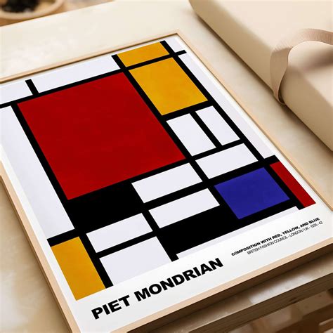 Example of a Piet Mondrian-style painting created using geometric shapes
