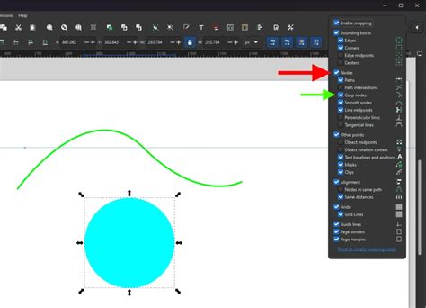 Diagram illustrating snapping to guides, grids, and objects in Inkscape