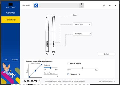 XP-Pen driver software pen settings interface