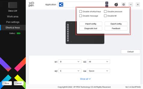 XP-Pen driver software Express Keys customization
