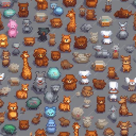 A collage of various Pixelmated Animals creations