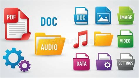 An array of small digital icons in various sizes and colors, representing different applications and file types.