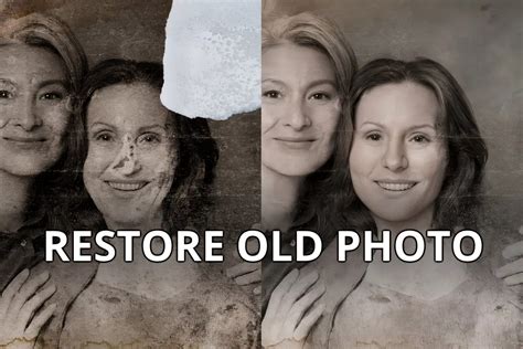 Before and after image showing photo restoration using PaintShop Pro