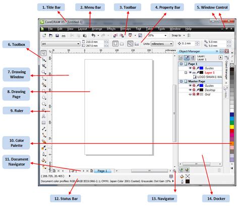 CorelDRAW interface with toolbox visible