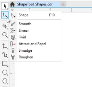Close-up of a shape in CorelDRAW showing nodes and handles for editing