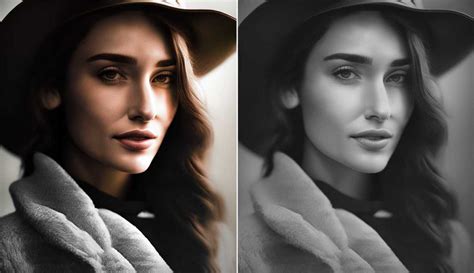 A comparison of a color photo and its black and white conversion, demonstrating how adjusting the B&W Mixer sliders (formerly HSL) can alter the tonal relationships of different colors.