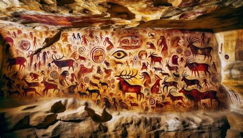 Ancient cave painting using white pigments