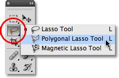 Diagram illustrating the click-and-drag process of the Polygonal Lasso Tool