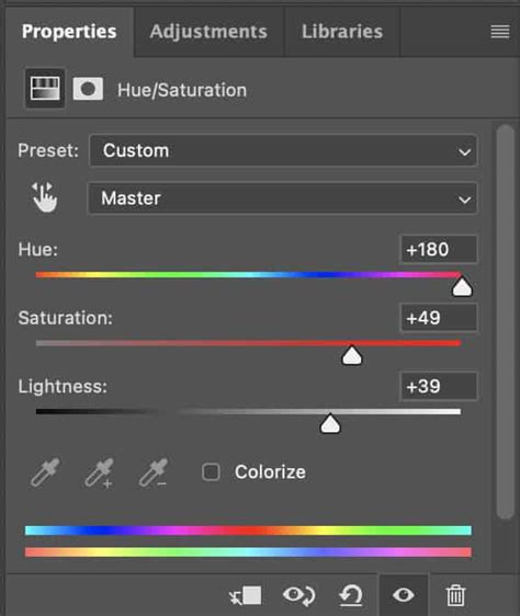 Example of Hue Saturation Lightness adjustment layer