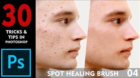 Demonstration of the Spot Healing Brush Tool removing a blemish