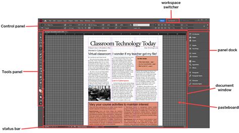 Adobe InDesign software interface with text frames