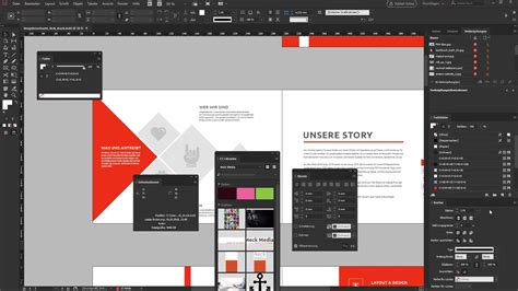 InDesign workspace with various frames and images
