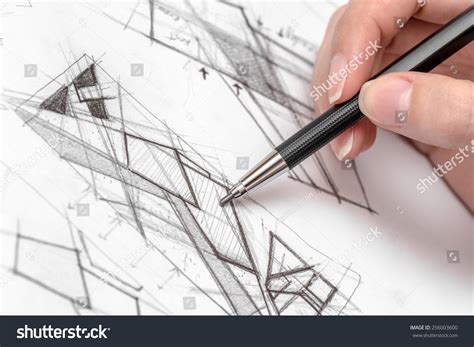 Architect sketching with pencil and paper