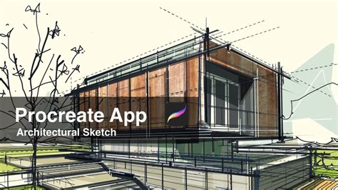 Architectural render created in Procreate