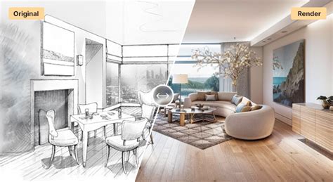 Comparison of photorealistic render vs. hand-rendered style in Procreate