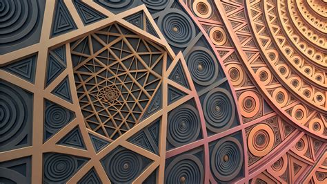 Intricate geometric tile design with metallic gold accents created in Procreate
