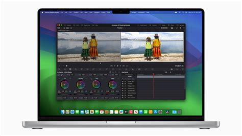 MacBook Pro with DaVinci Resolve interface