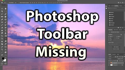 Photoshop interface with a missing toolbar