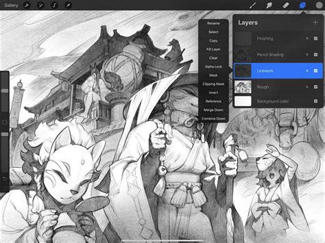 Procreate interface with layers panel open
