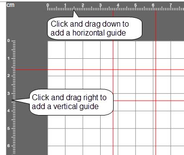 Demonstration of dragging a guide from the ruler