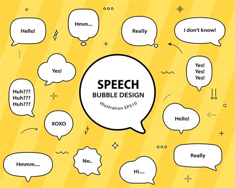 Illustration showing different types of speech bubbles and their tails