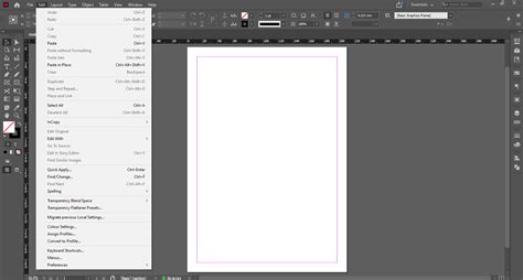 Close-up of the Edit menu in Adobe InDesign highlighting