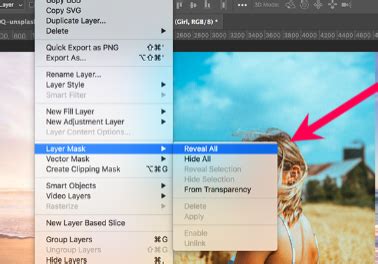 Screenshot showing a layer mask in Photoshop with a soft-edged brush being used to reveal blur