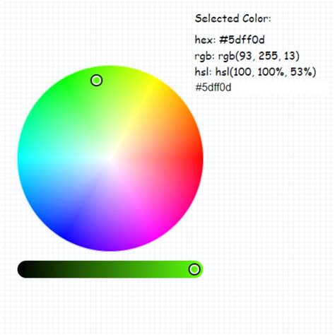 A diagram illustrating a curved path through a color picker