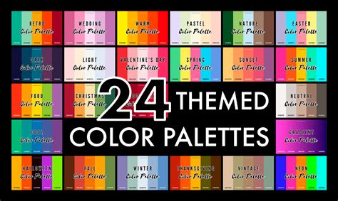 Examples of color palettes created by pairing swatches from a library