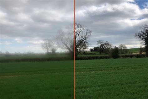 Split image showing a blurred photo and its sharpened version